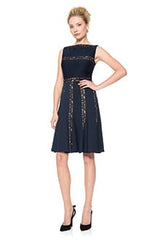 Pintuck Jersey and Lace Dress in Black / Nude
