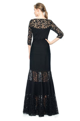 Pintuck Jersey Gown with Sweetheart Illusion Neckline