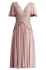 Indira Embroidered Chiffon Midi Dress