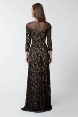Lace Gown with Illusion Neckline