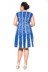 Lace-Paneled Dress with Contrast Godets - PLUS SIZE