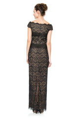 Chantilly Lace Gown in Black / Nude