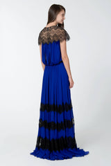 Lace Illusion Chiffon Gown