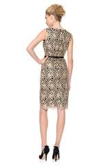 Guipure Lace Dress in Taupe / Black
