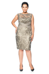 Paillette Embroidered Lace Sheath - PLUS SIZE