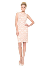 Rosette Scallop and Corded Tulle Sheath Dress