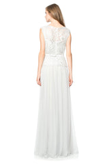 Silver Embroidered Tulle Gown