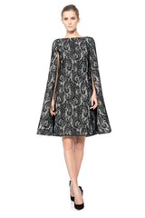 Corded Lace Spacer Mesh Cape Dress