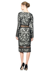 Chain Mesh Long Sleeve Dress