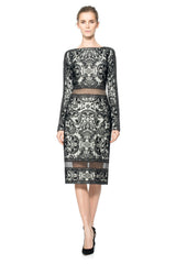Chain Mesh Long Sleeve Dress