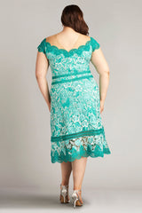 Nance Double Banded Scalloped Lace Dress - PLUS SIZE
