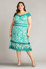 Nance Double Banded Scalloped Lace Dress - PLUS SIZE