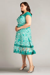 Nance Double Banded Scalloped Lace Dress - PLUS SIZE