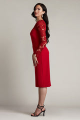 Emille Embroidered Illusion Cocktail Dress