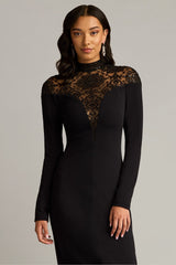Ebony Deep V Illusion Dress