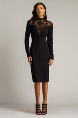 Ebony Deep V Illusion Dress
