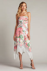 Brette Floral Print Tassel Fringe Midi Dress