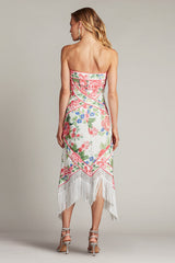 Brette Floral Print Tassel Fringe Midi Dress