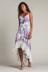Lua Floral Print Tassel Fringe Slip Dress