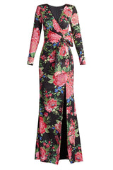 Talvo Floral Print Wrap Gown