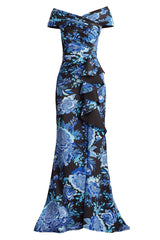 Leticia Floral Waterfall Flounce Gown