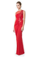 Draped Tulle Gown