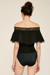 Bacall Off-Shoulder Ruffle-Sleeve Bodysuit