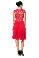 Corded Embroidery on Tulle and Pleated Chiffon Dress