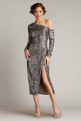 Sevilla Sequin One Shoulder Midi Dress