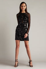 Dina Sequin Eyelash Fringe Mini Dress