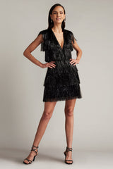 Spritz Metallic Fringe Mini Dress