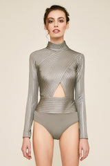 Deus Pintuck Metallic Keyhole Bodysuit