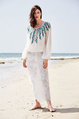 Alina Embroidered Crepe Blouse