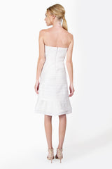 Peau De Soie Tiered Strapless Dress in Ivory