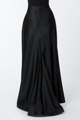 Satin A-Line Skirt in Black