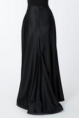 Satin A-Line Skirt in Black