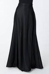 Satin A-Line Skirt in Black