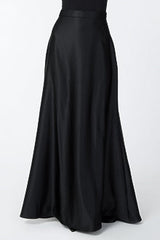 Satin A-Line Skirt in Black