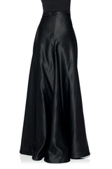 Satin A-Line Skirt in Black