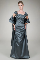 Taffeta Trumpet Gown in Graphite