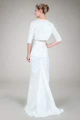 Draped Tafetta Gown with Bolero in Ivory