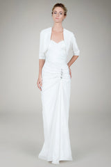 Draped Tafetta Gown with Bolero in Ivory