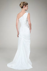 One Shoulder Taffeta Gown in Ivory