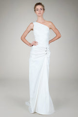 One Shoulder Taffeta Gown in Ivory
