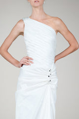 One Shoulder Taffeta Gown in Ivory
