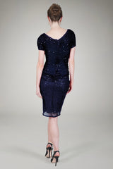 Red Carpet Sequin Cocktail Dress in Navy