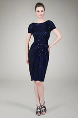 Red Carpet Sequin Cocktail Dress in Navy