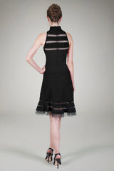 Cutout Jersey Halter Cocktail Dress in Black