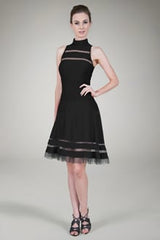 Cutout Jersey Halter Cocktail Dress in Black