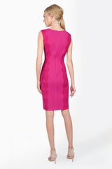 Pintuck Jersey Side Panel Lace Dress in Wild Orchid